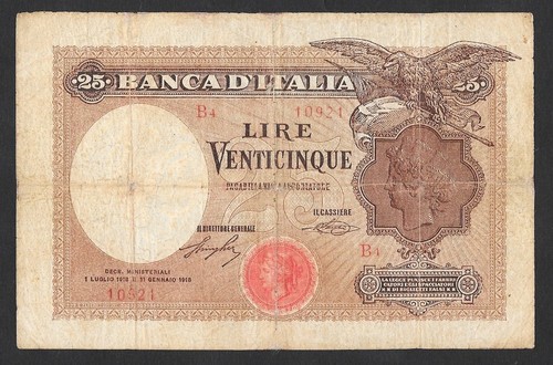 Italia banconota 25 - italia, lire