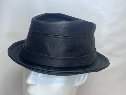 Cappello trilby pelle nero - trilby,