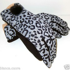Guanti leopardati donna grigio