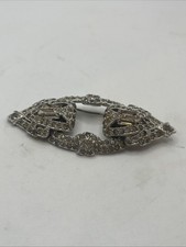 Spilla vintage luminosa e scintillante deco CORO duetto strass mancanti 3 pietre