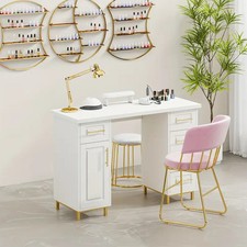 Stazione Manicure Tavolo Unghie Professionale con Cassetti Portaoggetti - Bianco