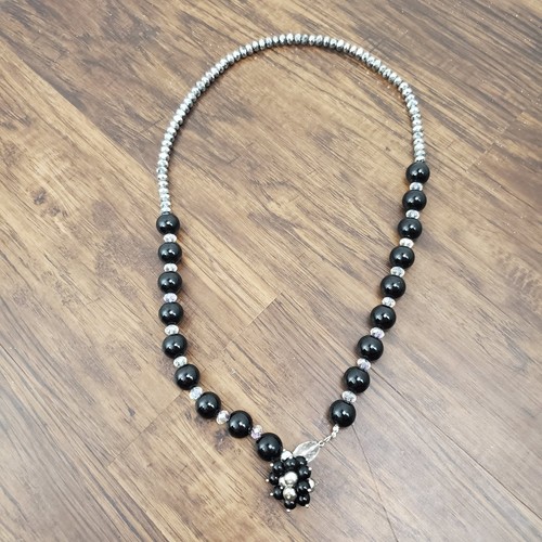 Collana perline retrò nero - collana, e