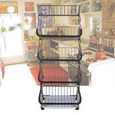 Carrello scaffale 5 piani scaffale cucina impilabile cesto verdura cesto frutta cesto portaoggetti