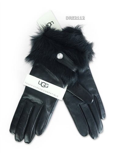 Guanti pelliccia pelle - , nera