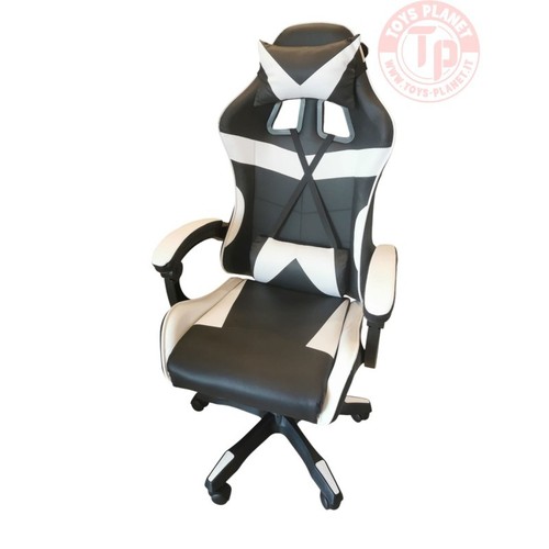 Sedia gaming pelle bianco nero - gaming,