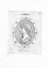 Rara stampa antica-COMMODO-IMPERATORE ROMA-pl. 63-Agostini-Battista-1657