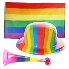 LOTTO PRIDE PARADE BOWLER HAT, FLAG + VUVUZELA LGBTQ PARADE RAINBOW FLAGS FESTIVAL