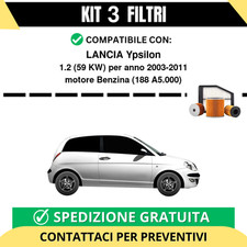 Kit 3 Filtri Tagliando per LANCIA Ypsilon 1.2 59 kw Benzina 2003-2011