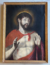 GRANDE ANTICO DIPINTO OLIO TELA GESU' CRISTO Ecce Homo RELIGIOSO ARTE SACRA '600