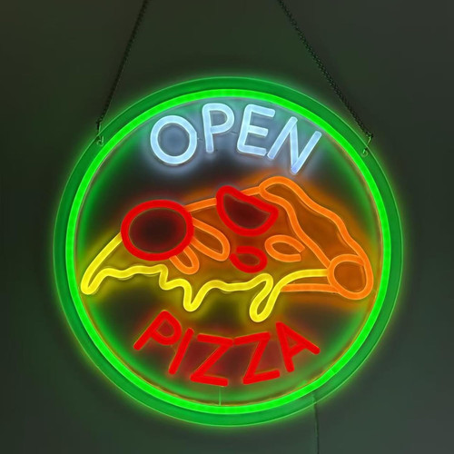 Insegna neon aperta pizza - insegna,