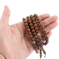 BUDDISTA TIBETANA MALA COLLANA MARRONE PALLINE LEGNO ROSARIO PREGHIERA 108 G. ty