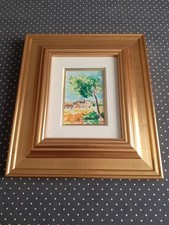 QUADRO A TEMPERA   FIRMATO PIERO CICOLI  URBANIA  CORNICE IN LEGNO DORATA