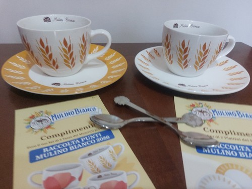 Tazze piattini mulino - e, bianco