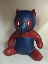 Vintage ORSO di PELLE Imbottito con cerniera 33 cm