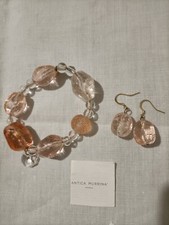 Antica Murrina Venezia Bracciale Ed Orecchini Rosa/Pesca