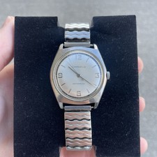 Orologio Uomo Vintage Caravelle Tono Argento Carica Meccanico