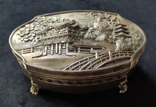ANTIQUE METAL JEWELRY BOX -