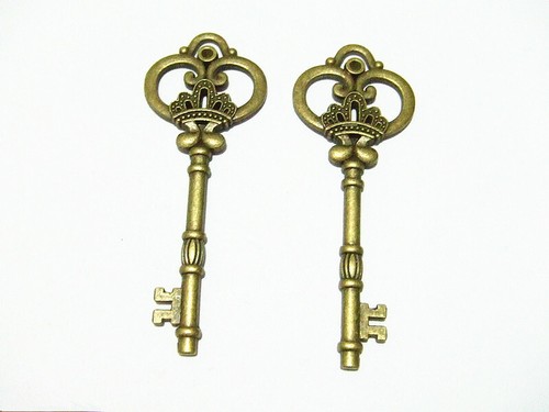 2pz ciondolo chiave grande - chiave,