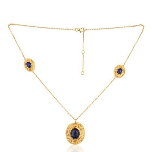 Multi stone chain pendent with - chain,