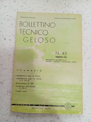Bollettino tecnico geloso - geloso, n