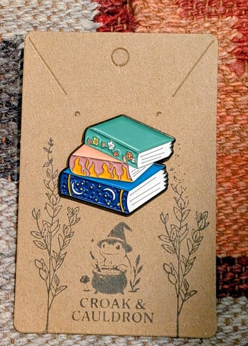 Whimsical magical books enamel