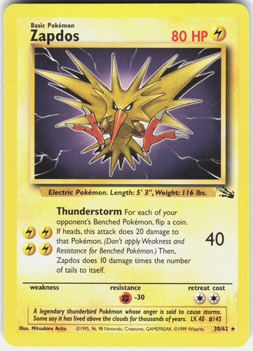 Zapdos raro pokemon - raro,