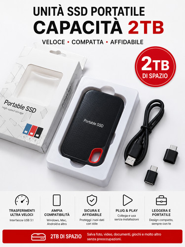 Ssd esterno portatile 2tb usb - ssd,