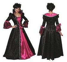 Costume barocco da donna nero e fucsia