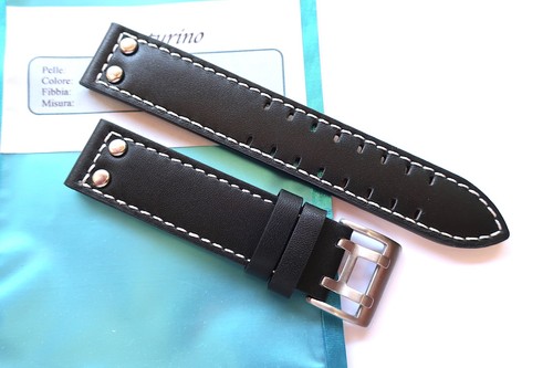 Black leather strap 20mm - black,