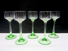 Bicchieri da liquore stile liberty sfaccettature vetro all'uranio manico bicchieri a stelo antichi