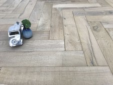 Nuovo! Parquet Spina di Pesce Spiaggia Sabbia,Leggermente Spazzolato con Segni Segati Campione HO1817