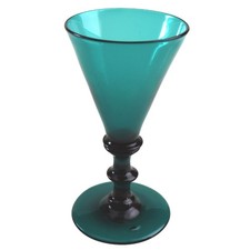 Un superbo 1X antico stelo lama conica Bristol vetro turchese C.19thC