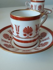 Tazzine Caffè Richard Ginori Rosso Pompei Impero Pittoria Porcellana  1930 