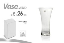 VASO VETRO PORTA FIORI DA TAVOLA TONDO CENTRO TAVOLA ANNIVERSARIO ALTO h26*8 cm