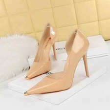 Decolte Scarpe Donna 10.5 cm Nudo Oro Lucido Eleganti Pelle Sintetica 77036