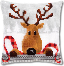 Kit Cuscino Punto Croce Renna Set Ricamo Principianti Cuscini Gobelin Decorativi