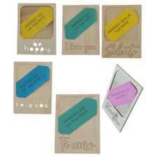 N°1 CALAMITA FRIGO IN LEGNO MODELLO POLAROID PORTAFOTO CON INCISIONE A SCELTA