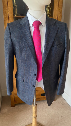 Daks windowpane blu lana tweed - daks,