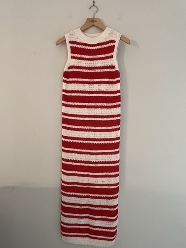 Abito midi rosso e bianco - e,