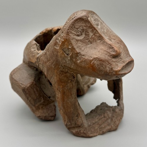 Scultura scimmia legno teak - scultura, in