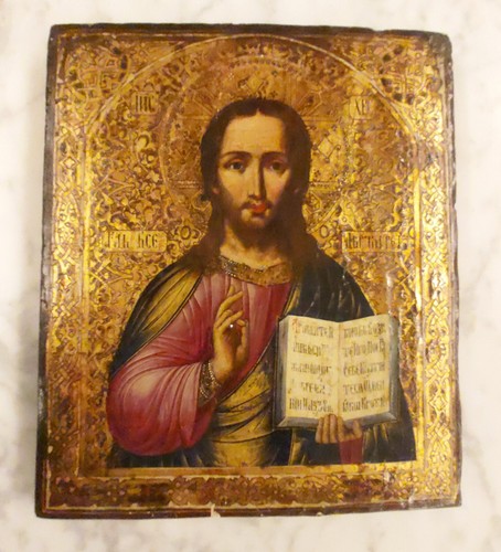 Antica icona russa cristo - antica,