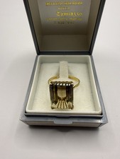 anello donna oro 18 kt Rettangolare. Quarzo Fumè A Taglio Smeraldo