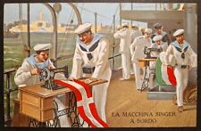 CARTOLINA PUBBLICITARIA LA MACCHINA SINGER A BORDO - Primi '900 - fp Non VG