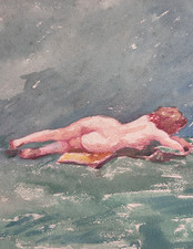 Antica Acquerello Ritratto Di