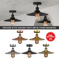 Plafoniera stile vintage metallo lampade da incasso base E27 paralume conico