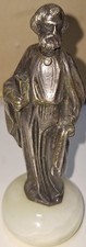 Scultura Antica In Bronzo Argentato . SANTO