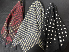Vintage lotto di 3 fazzoletti quadrati sciarpa testa collo 20x20" rosso nero grigio