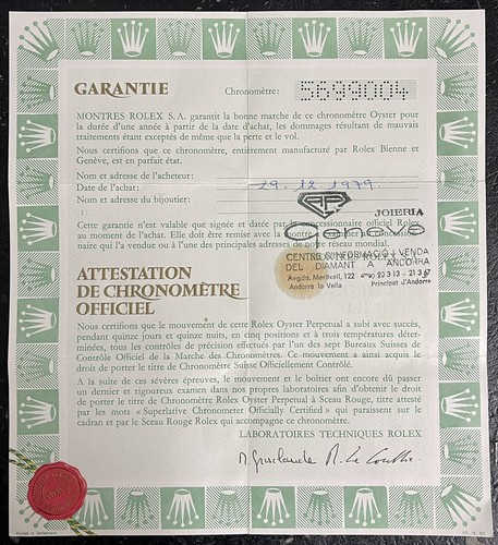 Rolex certificate 1655 - certificate,