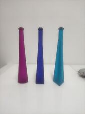 3 Bottiglie Decorative  In Vetro Colorato Con Tappo Vintage Set Made In Spain 