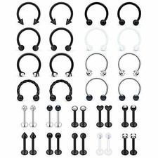 36PZ 16g Anelli Labbra Acciaio Inox Ferro di Cavallo Labret Monroe Tragus Orecchini Elica